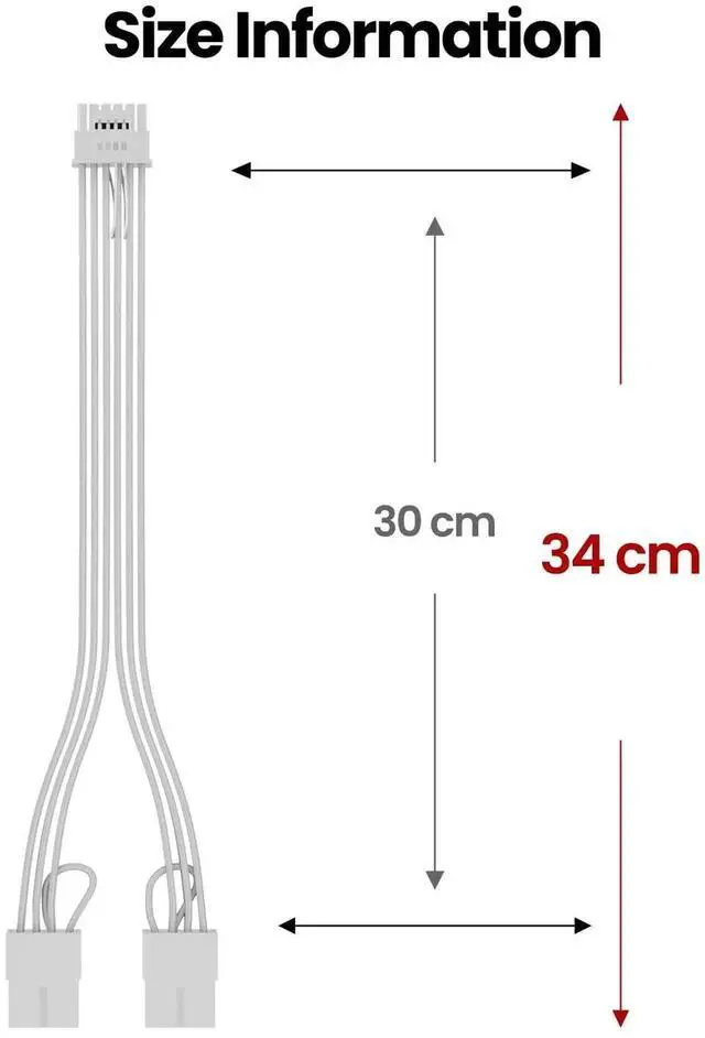 Alt view image 7 of 7 - WRIARICH White PCIe 5.0 12VHPWR GPU Extension Cable, 16Pin(12+4) 12V-2x6 Male to Dual 8Pin(6+2) Female Sleeved Power Cord, 16AWG, Compatible with RTX 4070 Ti/4090/4080/3090 Ti