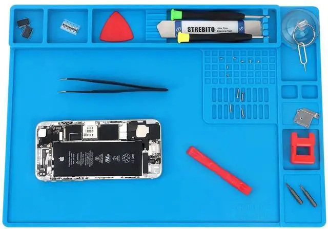Main image of WRIARICH Heat Resistant Silicone Soldering Work Mat 13.8×9.9 Inch, 932°F High Temp Anti-Slip Magnetic Repair Pad for Phone, Watch, Eyeglass & Electronics Repair