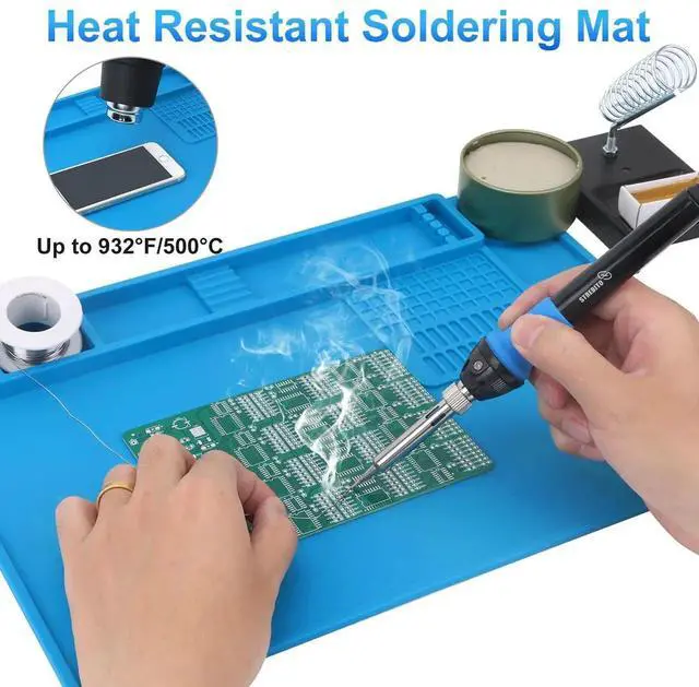 Alt view image 2 of 7 - WRIARICH Heat Resistant Silicone Soldering Work Mat 13.8×9.9 Inch, 932°F High Temp Anti-Slip Magnetic Repair Pad for Phone, Watch, Eyeglass & Electronics Repair