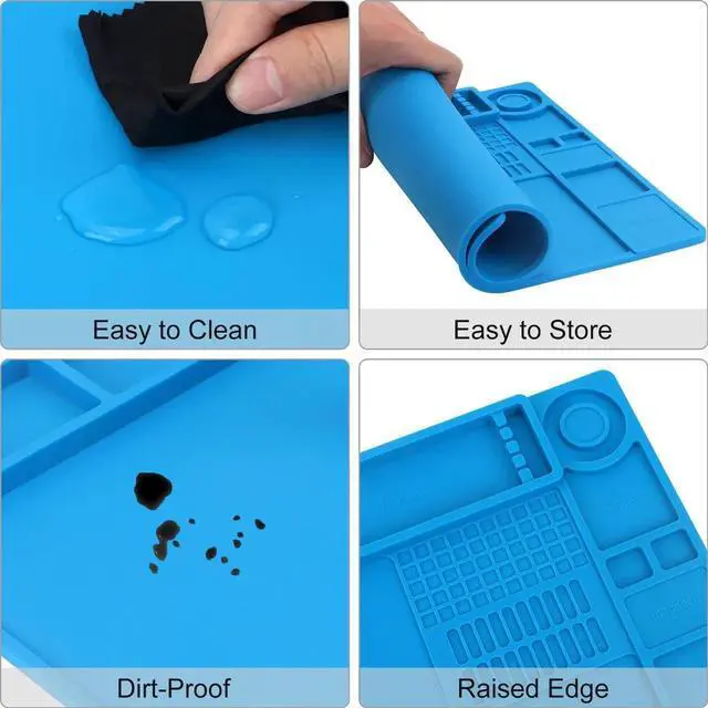 Alt view image 3 of 7 - WRIARICH Heat Resistant Silicone Soldering Work Mat 13.8×9.9 Inch, 932°F High Temp Anti-Slip Magnetic Repair Pad for Phone, Watch, Eyeglass & Electronics Repair