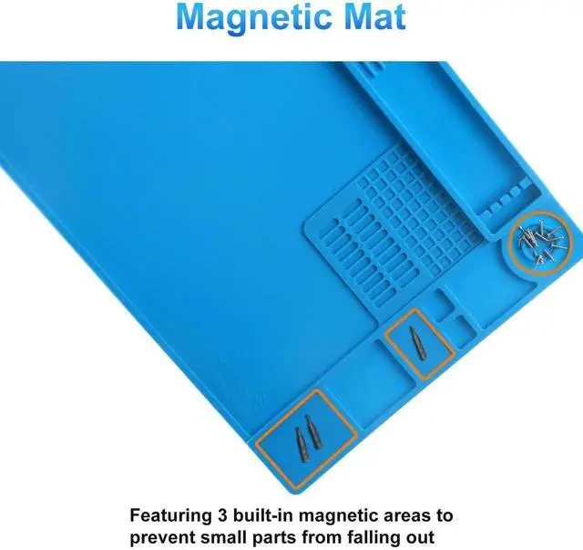 Alt view image 6 of 7 - WRIARICH Heat Resistant Silicone Soldering Work Mat 13.8×9.9 Inch, 932°F High Temp Anti-Slip Magnetic Repair Pad for Phone, Watch, Eyeglass & Electronics Repair