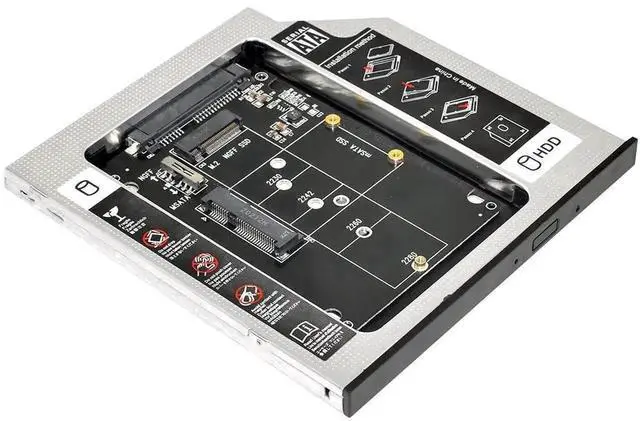 Main image of WRIARICH mSATA & NGFF B/M-Key SSD to Slimline SATA 13Pin Hard Drive Caddy, 9.5mm Universal Optical Bay HDD Enclosure for Laptop CD DVD-ROM Drive Slot Storage Upgrade