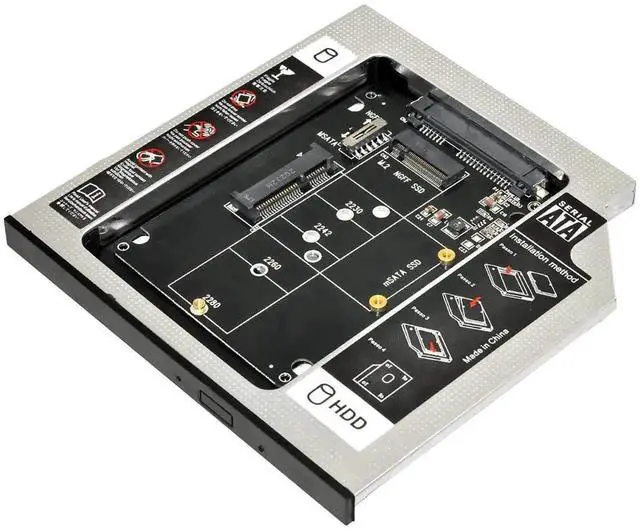 Alt view image 2 of 6 - WRIARICH mSATA & NGFF B/M-Key SSD to Slimline SATA 13Pin Hard Drive Caddy, 9.5mm Universal Optical Bay HDD Enclosure for Laptop CD DVD-ROM Drive Slot Storage Upgrade