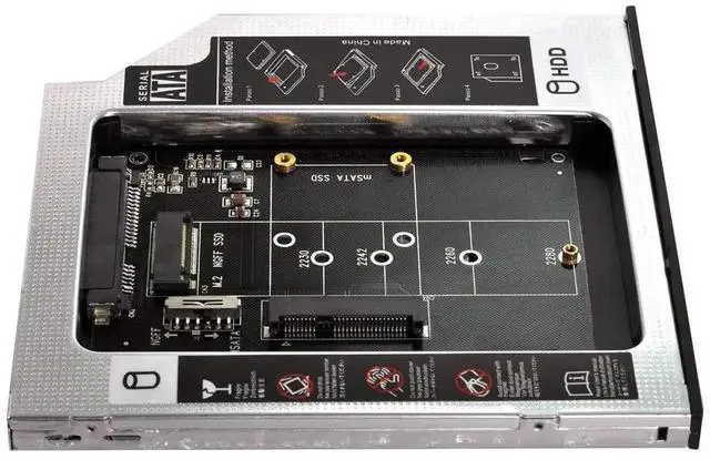 Alt view image 3 of 6 - WRIARICH mSATA & NGFF B/M-Key SSD to Slimline SATA 13Pin Hard Drive Caddy, 9.5mm Universal Optical Bay HDD Enclosure for Laptop CD DVD-ROM Drive Slot Storage Upgrade