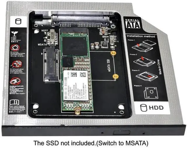 Alt view image 5 of 6 - WRIARICH mSATA & NGFF B/M-Key SSD to Slimline SATA 13Pin Hard Drive Caddy, 9.5mm Universal Optical Bay HDD Enclosure for Laptop CD DVD-ROM Drive Slot Storage Upgrade