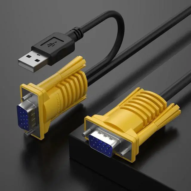 Alt view image 4 of 6 - WRIARICH MT-VIKI 2-in-1 USB VGA KVM Cable 3M(10FT), Integrated VGA USB Combo Cord for VGA KVM Switch
