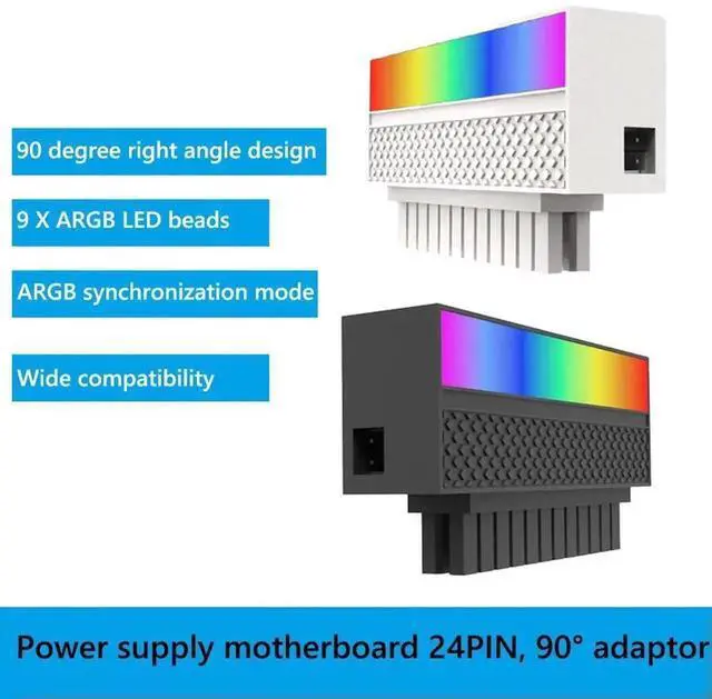 Alt view image 3 of 3 - WRIARICH 9-LED 5V 3-Pin ARGB PSU Cable Connectors, Compatible with Aura Sync, PC Modding Mount Accessories