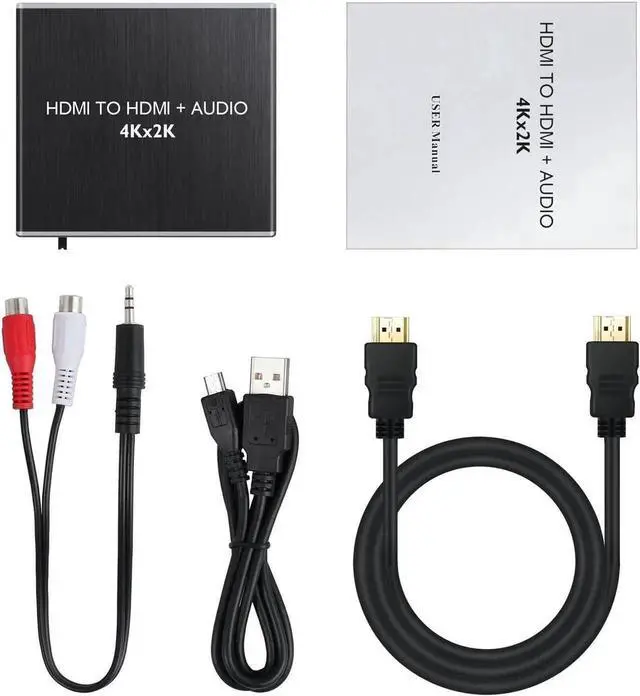 Alt view image 2 of 7 - WRIARICH HDMI Audio Extractor Converter with 1M HDMI 1.4 Cable, HDMI to SPDIF Toslink + 3.5mm Stereo Audio Splitter, Supports 4K 3D