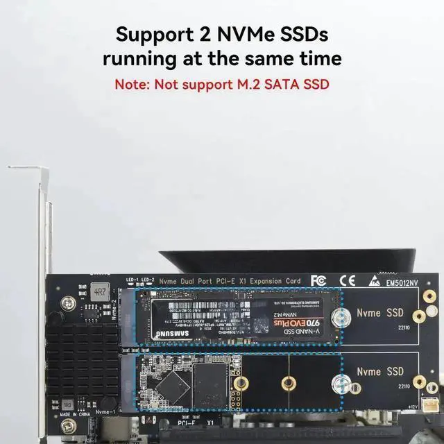 Alt view image 2 of 7 - WRIARICH Dual M.2 NVMe to PCIe Expansion Adapter Card with Cooling Heatsink, Supports M-Key & B+M Key 2230/2242/2260/2280 SSD, Low Profile Bracket, Compatible with PCIe X1/X4/X8/X16 Slots