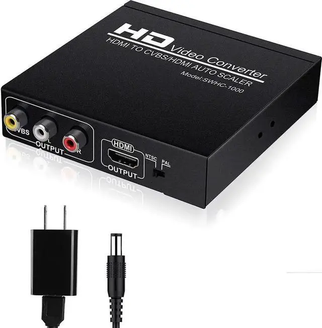 Main image of WRIARICH 1080P HDMI to HDMI + 3RCA AV Converter, Dual Output HDMI to RCA CVBS Audio Video Adapter Supports PAL NTSC for HDTV & Vintage Analog TVs