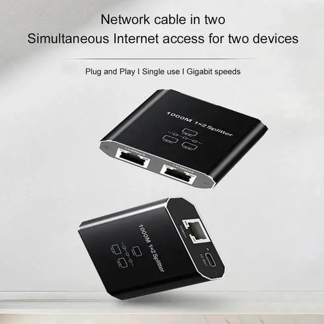 Alt view image 3 of 3 - WRIARICH 1 to 2 Gigabit Ethernet Splitter, 1000Mbps RJ45 LAN Splitter Adapter, Network Cable Extension Connector Compatible with Cat8 Cat7 Cat6 Cat5e Cat5 Ethernet Cables