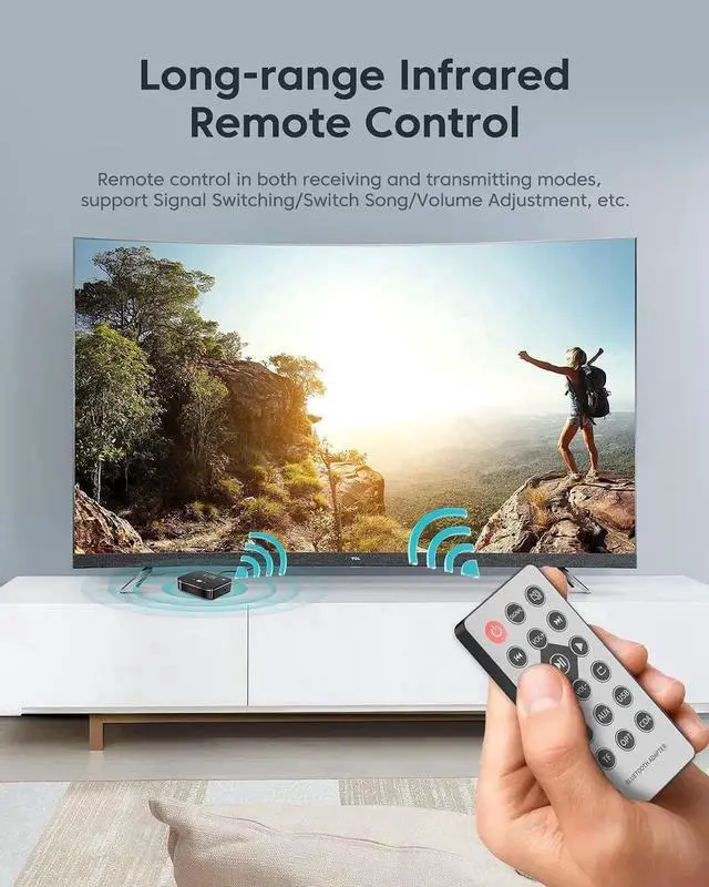 Alt view image 5 of 7 - WRIARICH Bluetooth 5.0 Transmitter Receiver 2-in-1 Wireless Audio Adapter, Long Range Bluetooth Audio Converter for TV PC Car Stereo MP3 Switch to Wireless Headphones Speakers Home Theater