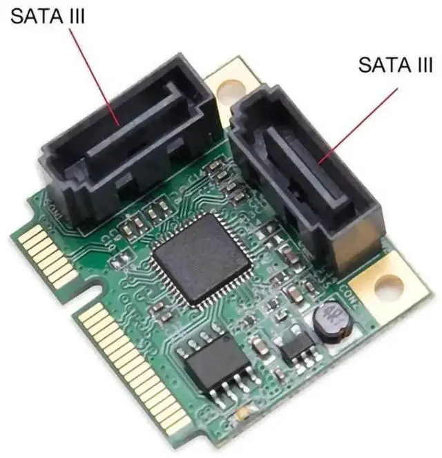 Alt view image 3 of 5 - WRIARICH 2-Port Mini PCIe SATA 3.0 Expansion Card, Mini PCI Express SATA Controller Hub for HDD & SSD