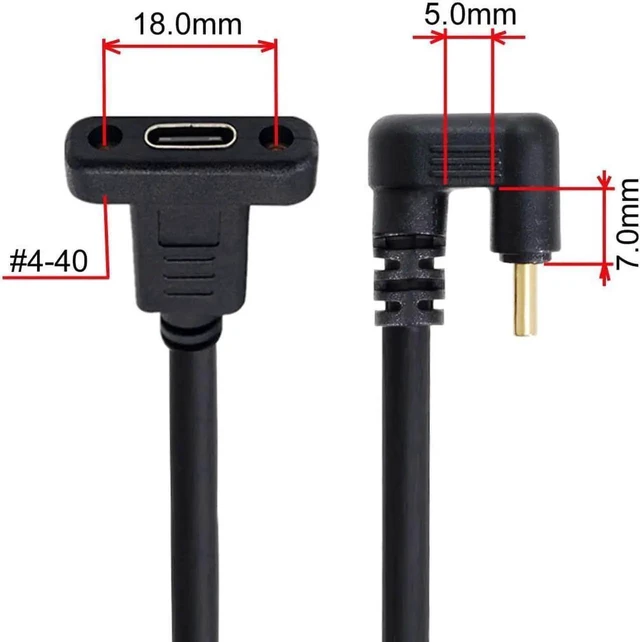 Alt view image 3 of 3 - WRIARICH 30cm 180° U-Shape USB-C Extension Cable, USB 3.1 Male to Female Back Angled Data Cord