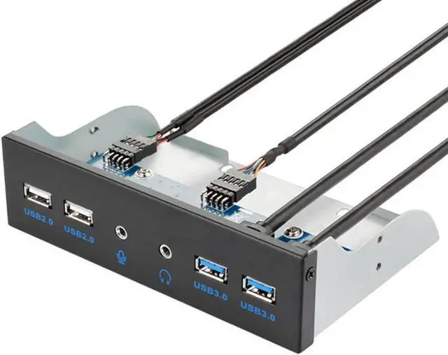 Main image of WRIARICH 5.25 Inch CD-ROM Bay 4-Port Front Panel USB Hub with HD Headphone & Microphone Jack, 2 USB 3.0 + 2 USB 2.0 Stereo Audio Expansion Bracket for Desktop PC Chassis