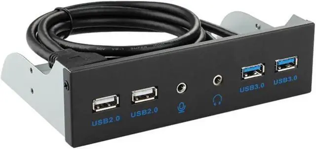 Alt view image 3 of 5 - WRIARICH 5.25 Inch CD-ROM Bay 4-Port Front Panel USB Hub with HD Headphone & Microphone Jack, 2 USB 3.0 + 2 USB 2.0 Stereo Audio Expansion Bracket for Desktop PC Chassis