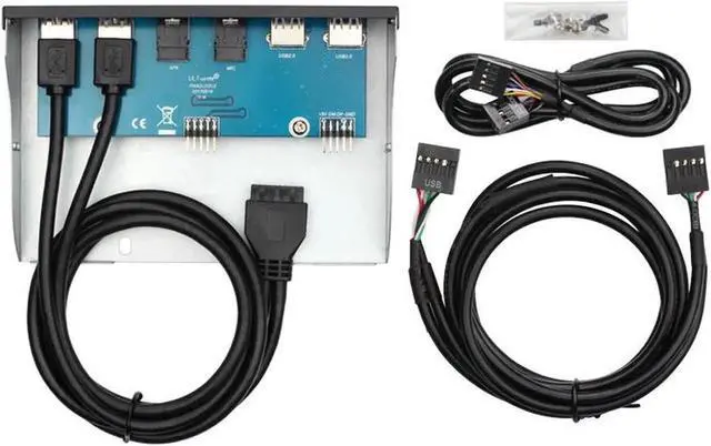 Alt view image 4 of 5 - WRIARICH 5.25 Inch CD-ROM Bay 4-Port Front Panel USB Hub with HD Headphone & Microphone Jack, 2 USB 3.0 + 2 USB 2.0 Stereo Audio Expansion Bracket for Desktop PC Chassis