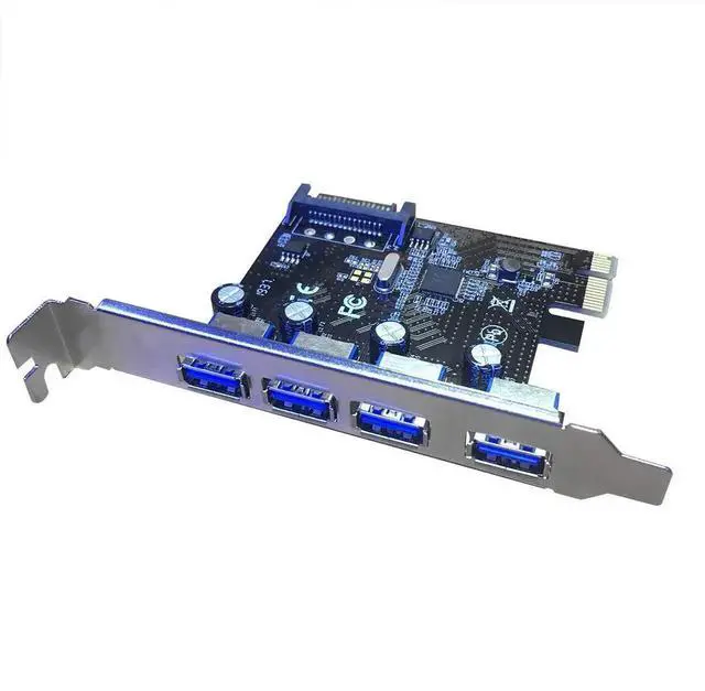 Main image of WRIARICH PCI-E to 4-Port USB 3.0 Expansion Card, PCIe USB Hub Adapter with 15-Pin SATA Power Port