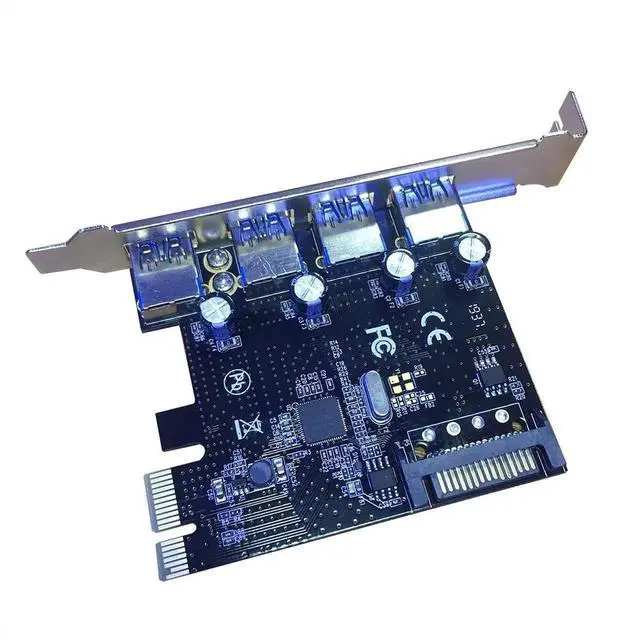 Alt view image 2 of 6 - WRIARICH PCI-E to 4-Port USB 3.0 Expansion Card, PCIe USB Hub Adapter with 15-Pin SATA Power Port