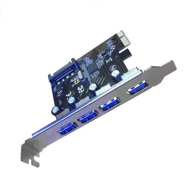 Alt view image 3 of 6 - WRIARICH PCI-E to 4-Port USB 3.0 Expansion Card, PCIe USB Hub Adapter with 15-Pin SATA Power Port