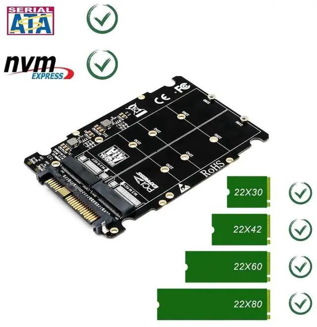 Alt view image 2 of 7 - WRIARICH M.2 M/B Key NGFF to U.2 SFF-8639 Adapter, PCIe NVMe M.2 SSD Converter for Desktop PC