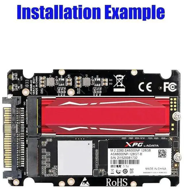 Alt view image 7 of 7 - WRIARICH M.2 M/B Key NGFF to U.2 SFF-8639 Adapter, PCIe NVMe M.2 SSD Converter for Desktop PC