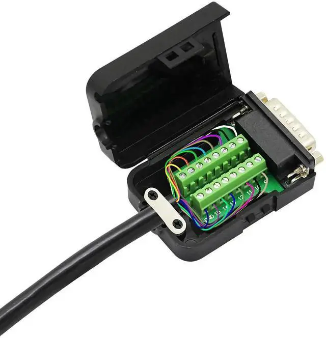 Alt view image 2 of 7 - WRIARICH Black DB15 Breakout Terminal PCB Board with Plastic Housing & Lock Nuts, DB15 Screw Terminal Signal Splitter Module (MN Version)