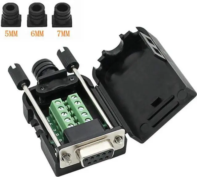 Alt view image 2 of 7 - WRIARICH DB9 RS232 Breakout Board Solder-Free Terminal Block Adapter, Male & Female D-SUB Serial Breakout Connector with Protective Housing