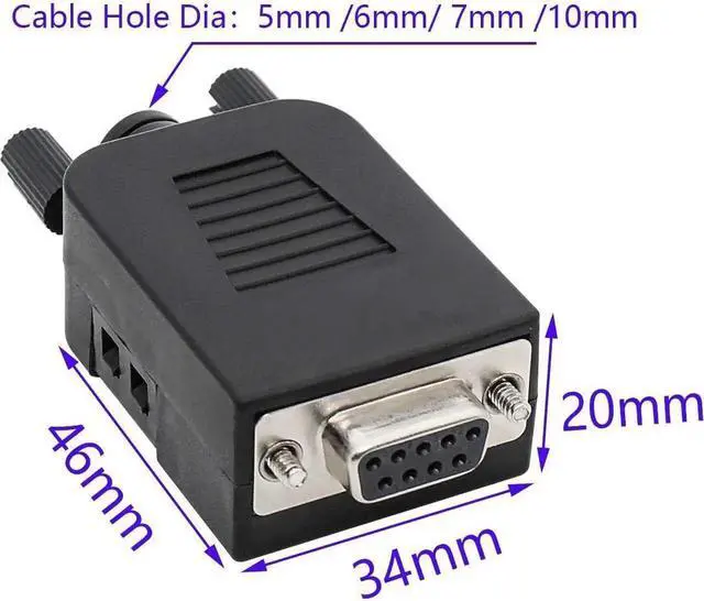 Alt view image 3 of 7 - WRIARICH DB9 RS232 Breakout Board Solder-Free Terminal Block Adapter, Male & Female D-SUB Serial Breakout Connector with Protective Housing
