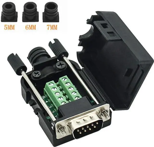 Alt view image 4 of 7 - WRIARICH DB9 RS232 Breakout Board Solder-Free Terminal Block Adapter, Male & Female D-SUB Serial Breakout Connector with Protective Housing