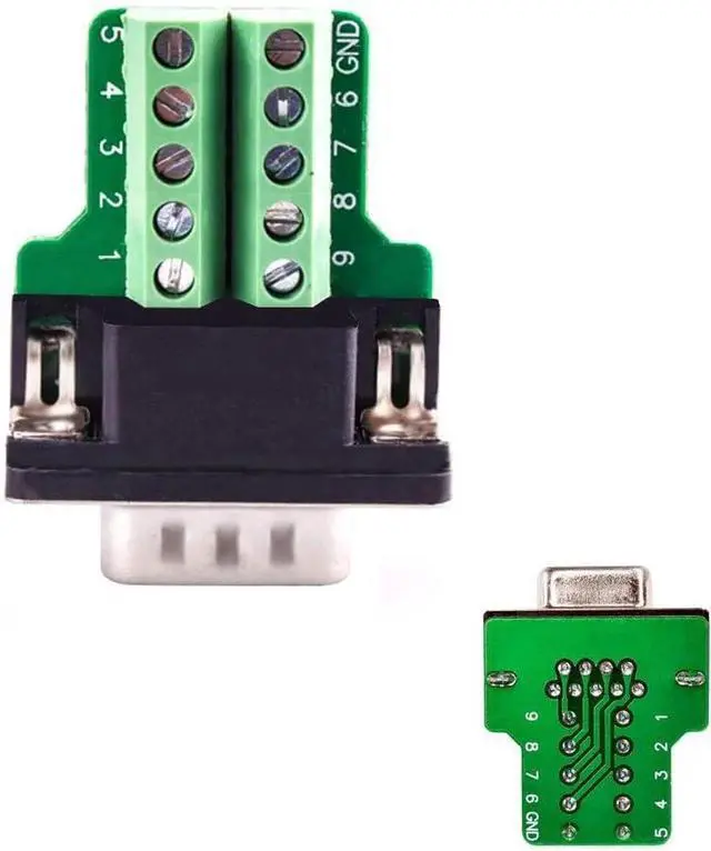 Alt view image 5 of 7 - WRIARICH DB9 RS232 Breakout Board Solder-Free Terminal Block Adapter, Male & Female D-SUB Serial Breakout Connector with Protective Housing