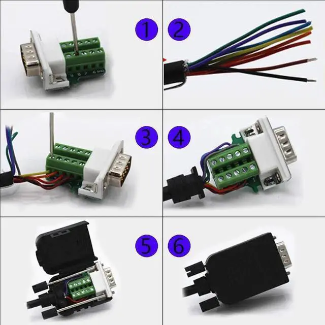 Alt view image 6 of 7 - WRIARICH DB9 RS232 Breakout Board Solder-Free Terminal Block Adapter, Male & Female D-SUB Serial Breakout Connector with Protective Housing