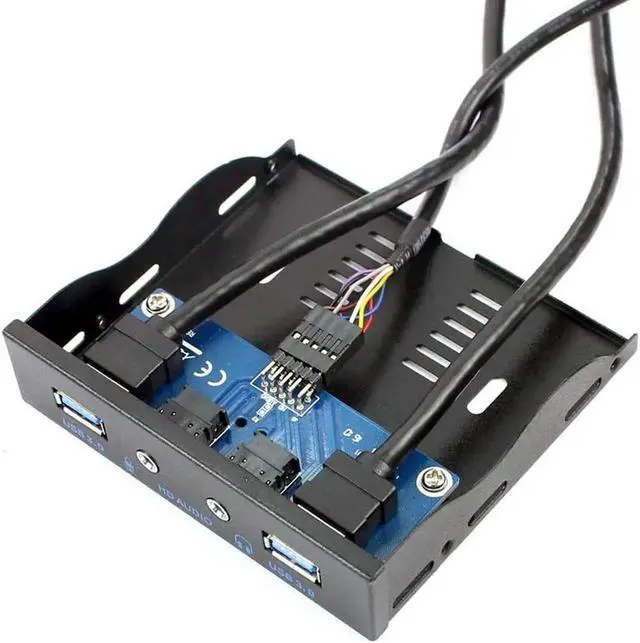 Alt view image 3 of 6 - WRIARICH 3.5 Inch Floppy Bay Front Panel USB 3.0 Hub, 2-Port USB3.0 Splitter with 20Pin Motherboard Header, HD Audio & Mic Jack Combo, 2FT Internal Cables for Desktop PC Case