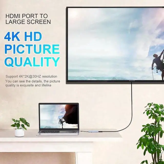 Alt view image 4 of 7 - 11-in-1 USB-C Multiport Docking Station Hub, 5Gbps USB-A Ports, SD/TF Card Reader, 4K HDMI, VGA, Gigabit RJ45 Ethernet, 100W PD Charging & 3.5mm Audio Jack, Universal Type-C Laptop Dongle Adapter