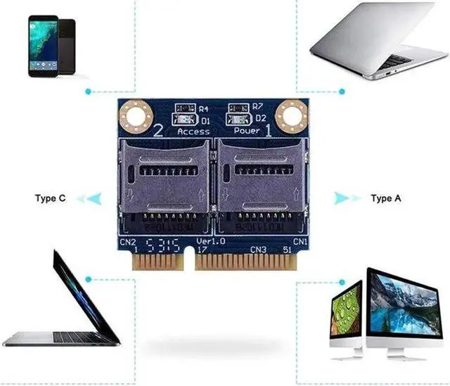 Alt view image 5 of 5 - WRIARICH Micro SD TF to Mini PCI Express Card Reader Adapter Converter for Laptops