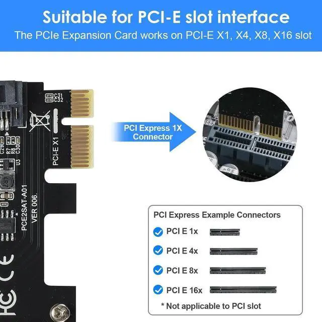 Alt view image 6 of 7 - WRIARICH 2-Port SATA 3.0 PCIe Expansion Card, 6Gbps SATA Controller Compatible with PCI-E x2/x4/x8/x16, Supports SSD HDD Windows Linux