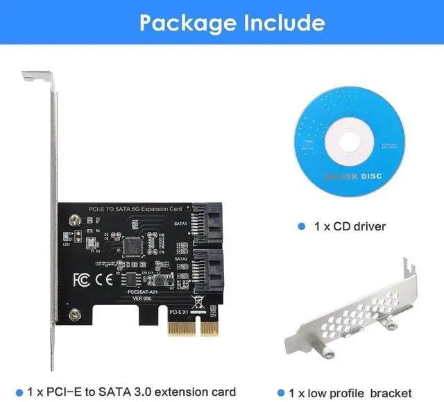 Alt view image 7 of 7 - WRIARICH 2-Port SATA 3.0 PCIe Expansion Card, 6Gbps SATA Controller Compatible with PCI-E x2/x4/x8/x16, Supports SSD HDD Windows Linux
