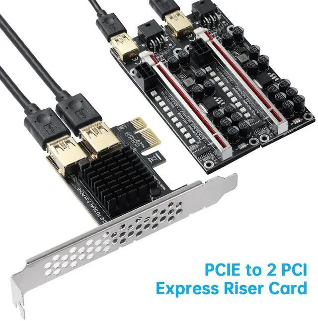 Alt view image 3 of 7 - WRIARICH PCI-E 1 to 2 Riser Card, USB 3.0 Expansion Adapter for Mining