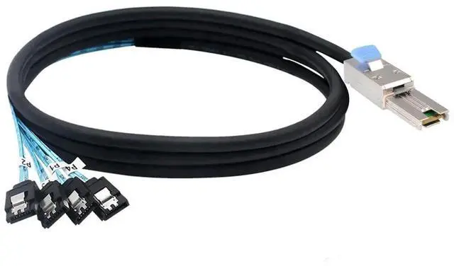 Alt view image 2 of 6 - WRIARICH 1M SFF-8088 26Pin External Mini SAS Male to 4 SATA 7Pin Female Breakout Cable with Locking Latches, 3.3FT External RAID Controller to Hard Drive Backplane Cable