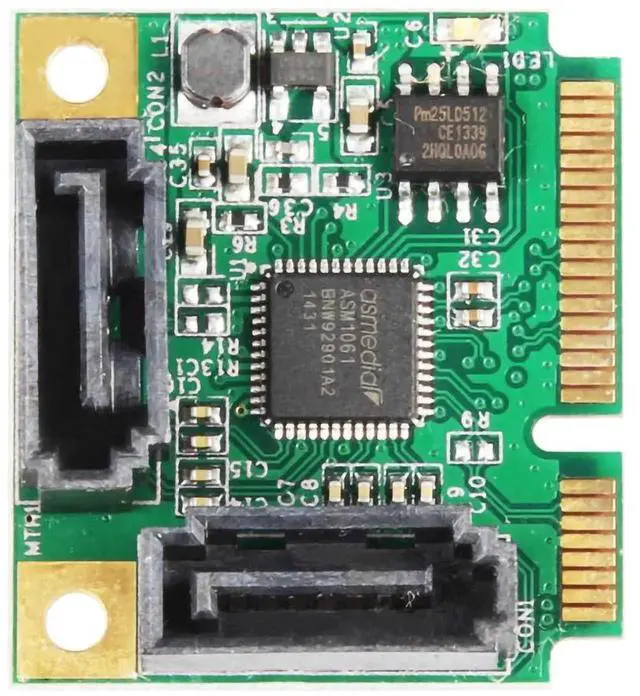 Alt view image 2 of 5 - WRIARICH Mini PCI-E to SATA 3.0 2-Port Expansion Card, PCIe x1 SATA3 Controller HUB, 6Gbps Hot-Swap Support for SSD/HDD