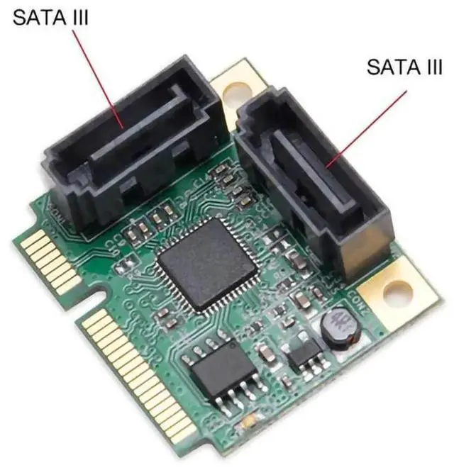 Alt view image 4 of 5 - WRIARICH Mini PCI-E to SATA 3.0 2-Port Expansion Card, PCIe x1 SATA3 Controller HUB, 6Gbps Hot-Swap Support for SSD/HDD