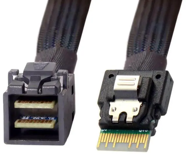 Alt view image 3 of 7 - WRIARICH 50cm Slimline SAS SFF-8654 38Pin Host to SFF-8643 HD Mini SAS Target Interconnect Cable, PCIe 4.0 Internal Server RAID Storage Cable