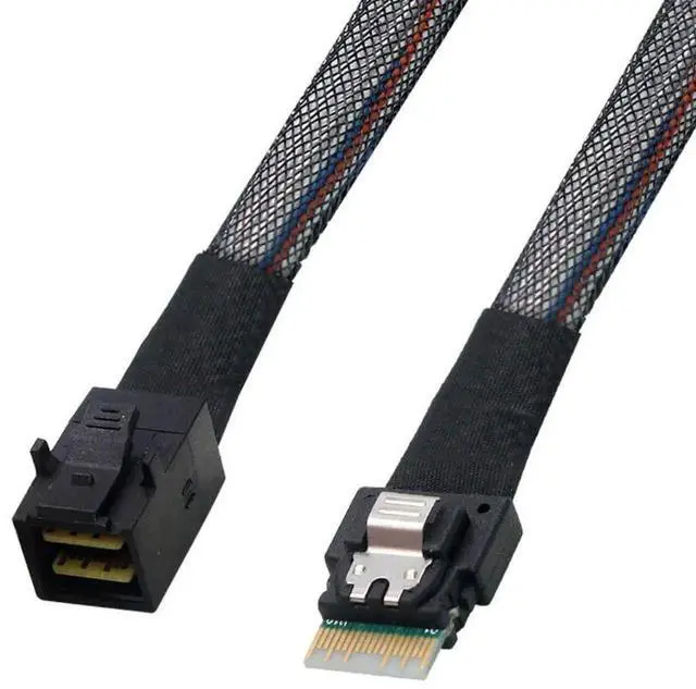 Alt view image 6 of 7 - WRIARICH 50cm Slimline SAS SFF-8654 38Pin Host to SFF-8643 HD Mini SAS Target Interconnect Cable, PCIe 4.0 Internal Server RAID Storage Cable