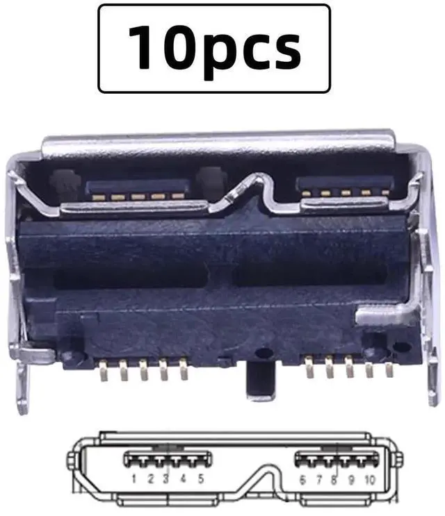 Alt view image 4 of 6 - WRIARICH 10Pcs Micro USB 3.0 10Pin Female Socket, SMT Board Mount Connector 5.2mm Height for SSD & USB Hard Drive