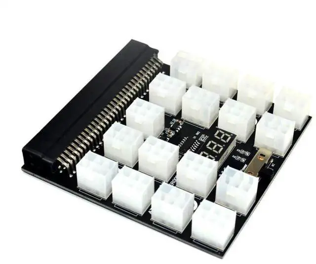 Alt view image 2 of 6 - WRIARICH 12V PCI-E 17-Port 6Pin Server PSU Breakout Board Adapter, HP Server Power Supply Converter for BTC ETH GPU Mining Rig & Antminer Equipment
