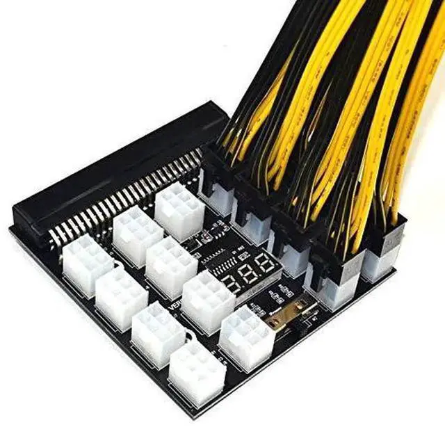 Alt view image 6 of 6 - WRIARICH 12V PCI-E 17-Port 6Pin Server PSU Breakout Board Adapter, HP Server Power Supply Converter for BTC ETH GPU Mining Rig & Antminer Equipment
