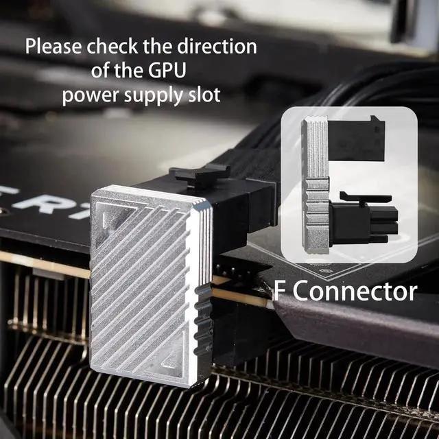 Alt view image 5 of 6 - WRIARICH 180 Degree U-Turn 12VHPWR 16Pin PCIe 5.0 GPU Power Adapter, Silver 12VHPWR Male to Female Angled Connector for RTX 40/50 Series Graphics Card PC Chassis Cable Management