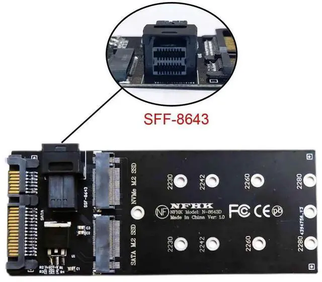 Alt view image 7 of 7 - WRIARICH M.2 NGFF NVMe PCIe SSD to SFF-8643 Expansion Adapter Card, M.2 to HD Mini SAS SFF-8643 Converter for Desktop Motherboard Storage Expansion