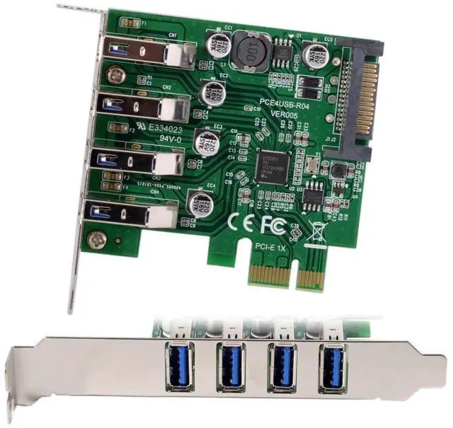 Alt view image 3 of 7 - WRIARICH Low Profile 4-Port PCIe USB 3.0 Expansion Card 5Gbps