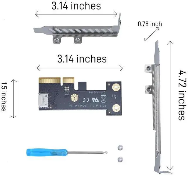 Alt view image 4 of 5 - WRIARICH PCIe 4.0 x4 to OCuLink SFF-8612 Adapter Card, Internal SFF-8611 Interface Expansion Card for NVMe U.2 SSD, External GPU eGPU Dock